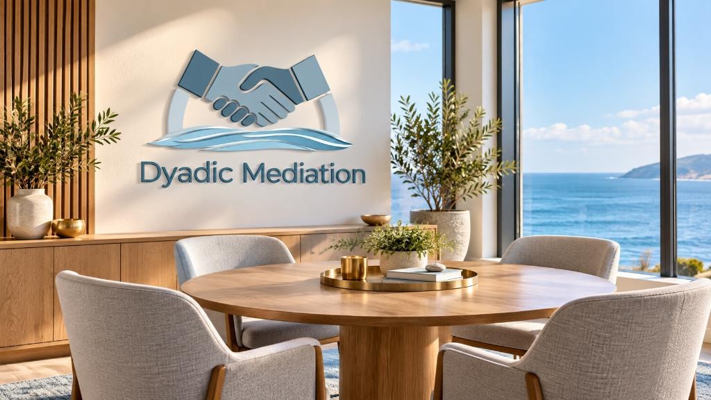 Dyadic Mediation coastal meeting room with ocean view